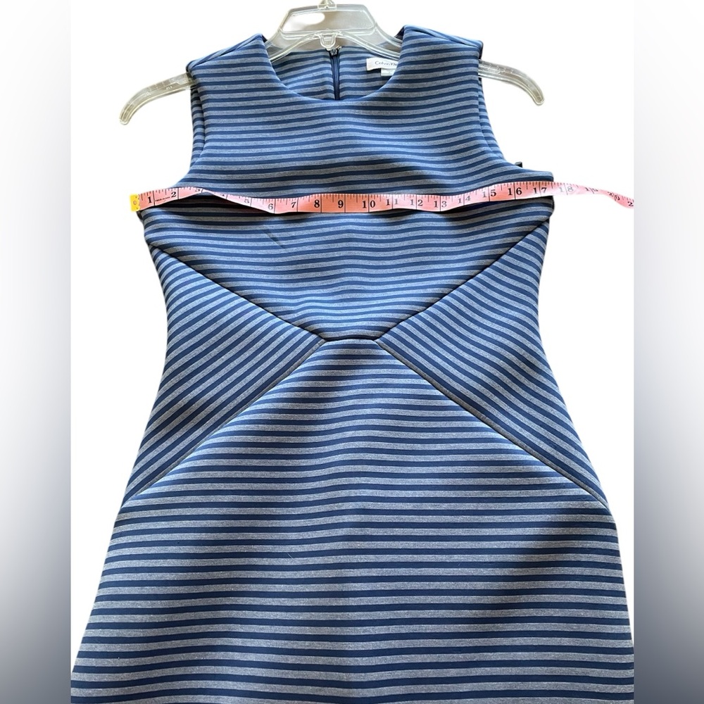 NWT Calvin Klein Blue striped scuba sheath midi dress, 6 - Picture 6 of 11